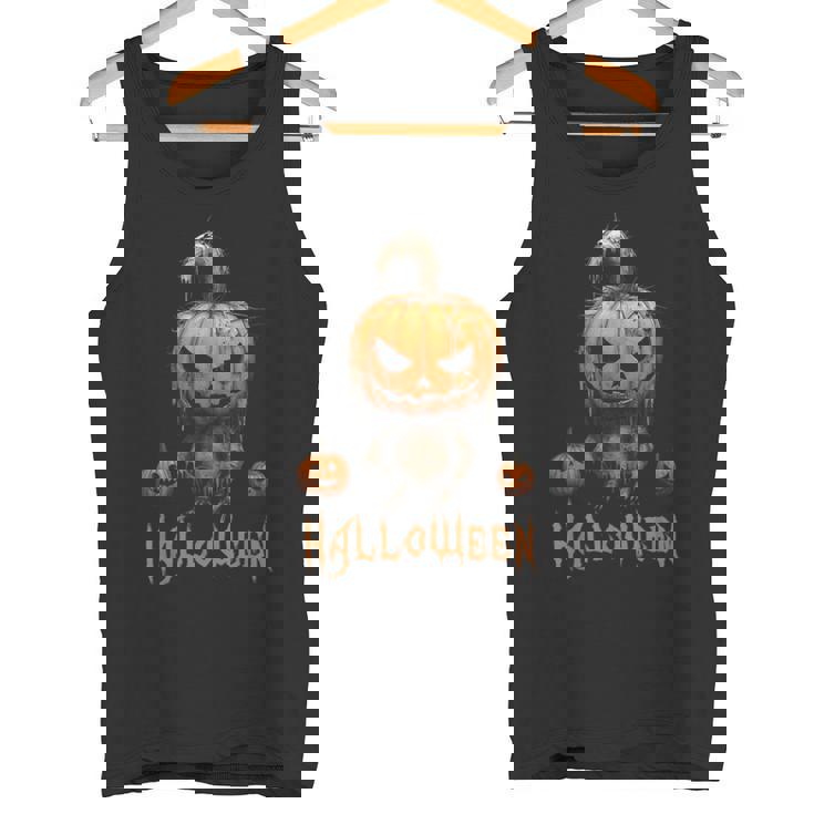 ハロウィン不気味なパンプキンシャツ タンクトップ