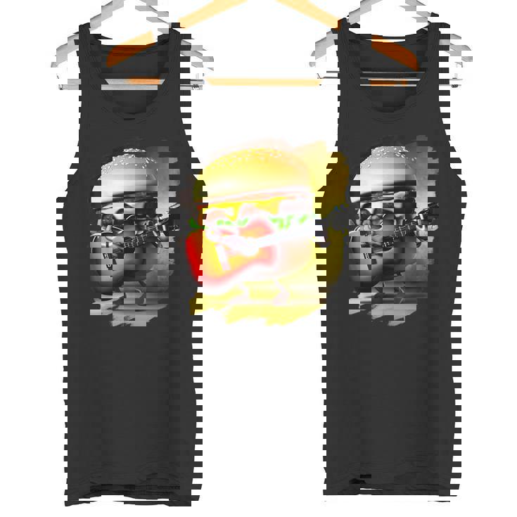 ハンバーガー 演奏 ギター ギタリスト ファニー ファーストフード ハンバーガー タンクトップ