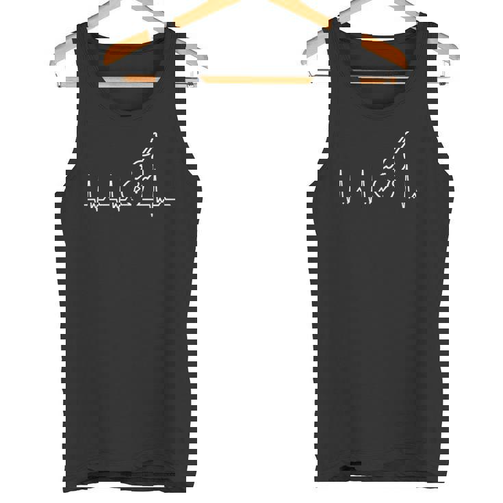 ハートビート コントラバス ダブルベース ウッドベース 音楽好き 弦楽器好き クラシック音楽 ジャズ音楽 趣味 心電図 タンクトップ