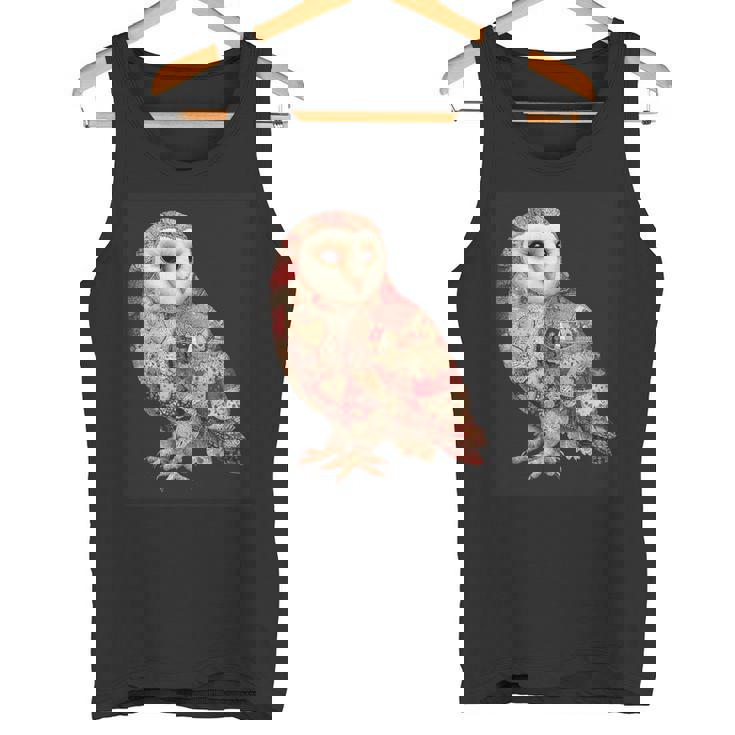 ハート柄の奇抜なパッチワークフクロウ タンクトップ