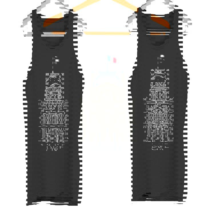 パリ、ルーブル美術館、手描きルーブル宮殿、フランス 長袖tシャツ タンクトップ