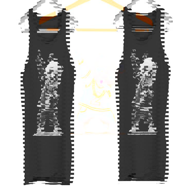 パンダ ホールドマイク 歌う ダンス 動物 グラフィック パンダ タンクトップ