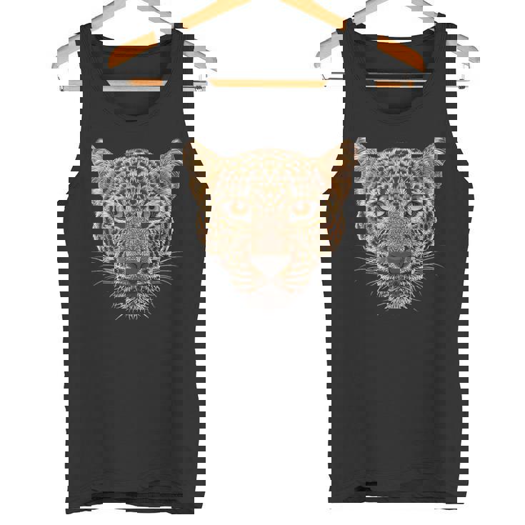 ヒョウの顔 大きな猫の頭 パンテラ パルダス 野生動物 キッズ タンクトップ