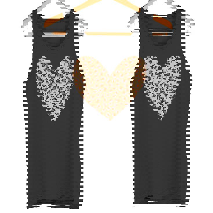 ヒョウ柄のハート／チーター柄のデザイン タンクトップ