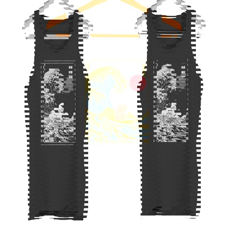 ビション・フリーゼ 日本神奈川波 おもしろサーフドッグ タンクトップ