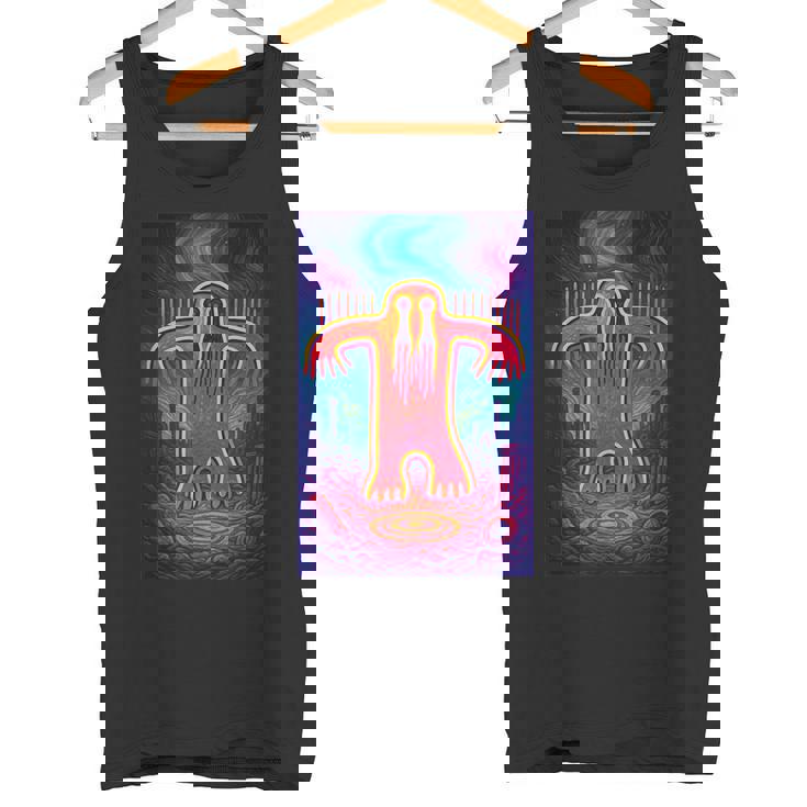 ビッグフット ペトログリフ – 古代サスカッチ洞窟アートデザイン タンクトップ