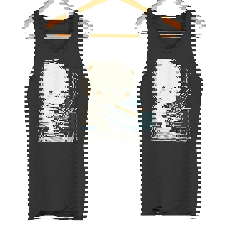 ピアノを弾くかわいい猫 ヴィンテージ かわいい猫 アート 日本アニメ タンクトップ