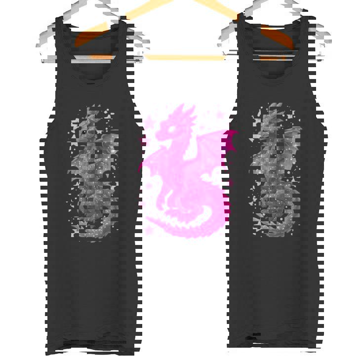 ピンクファンタジー ドラゴンと星 長袖tシャツ タンクトップ