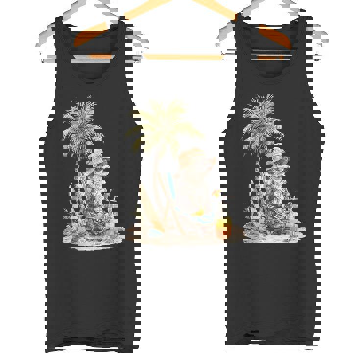 フェレット 果物 スキムボード ビーチツリー 動物 モチーフ フェレット タンクトップ