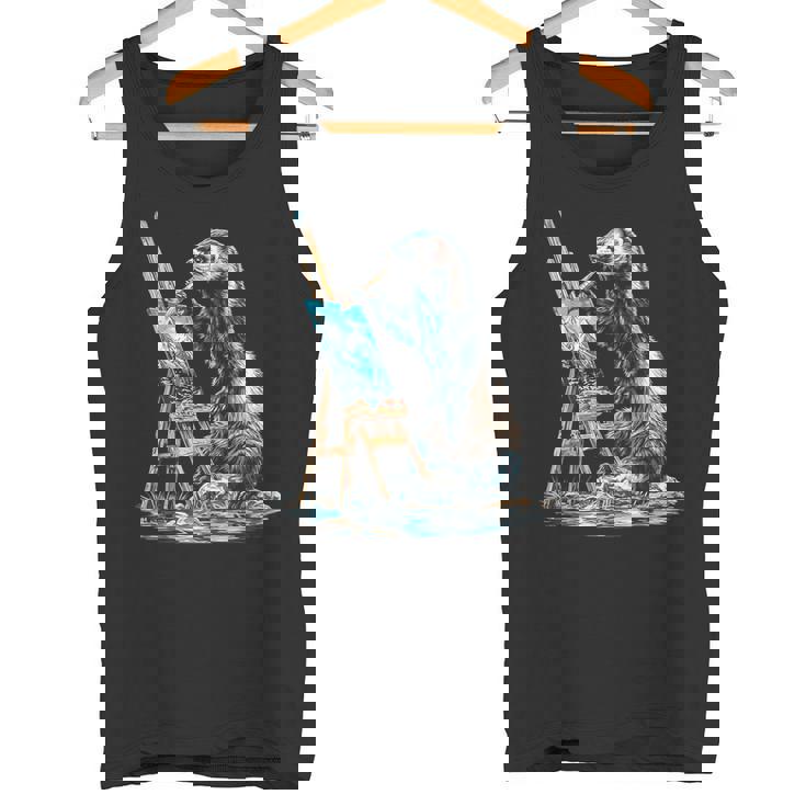 フェレット 自然 絵画 動物 モチーフ アートワーク フェレット タンクトップ