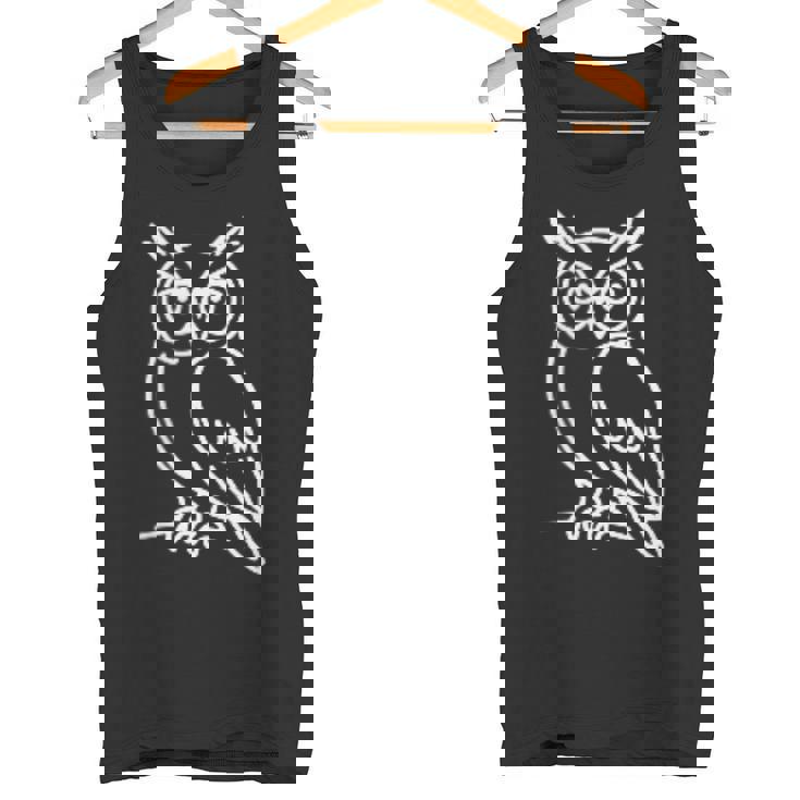 フクロウ ミニマリストバッジ パッチラインアート タンクトップ