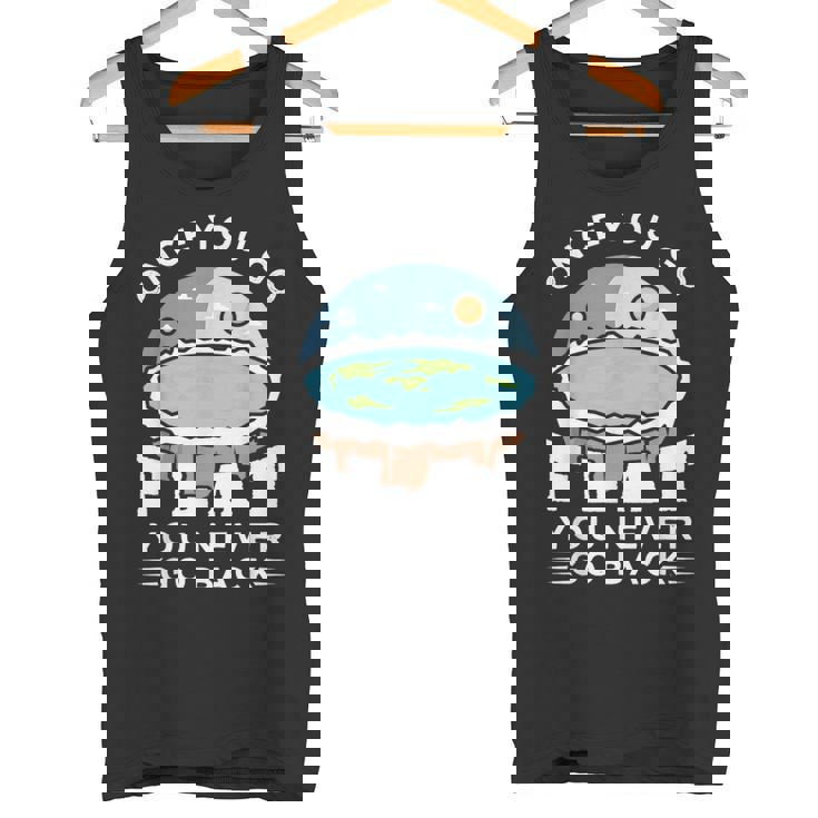 フラットアースデザインのアイデア 一度行けばフラット陰謀論 タンクトップ