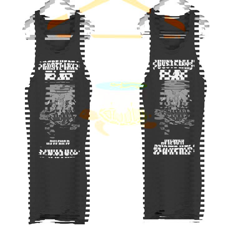 フラットアース理論 象 亀 フラットアース 面白科学 長袖tシャツ タンクトップ