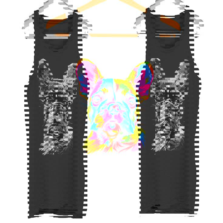 フレンチブルドッグ 犬 カラフル ポップアート レインボーカラー ブルドッグ タンクトップ