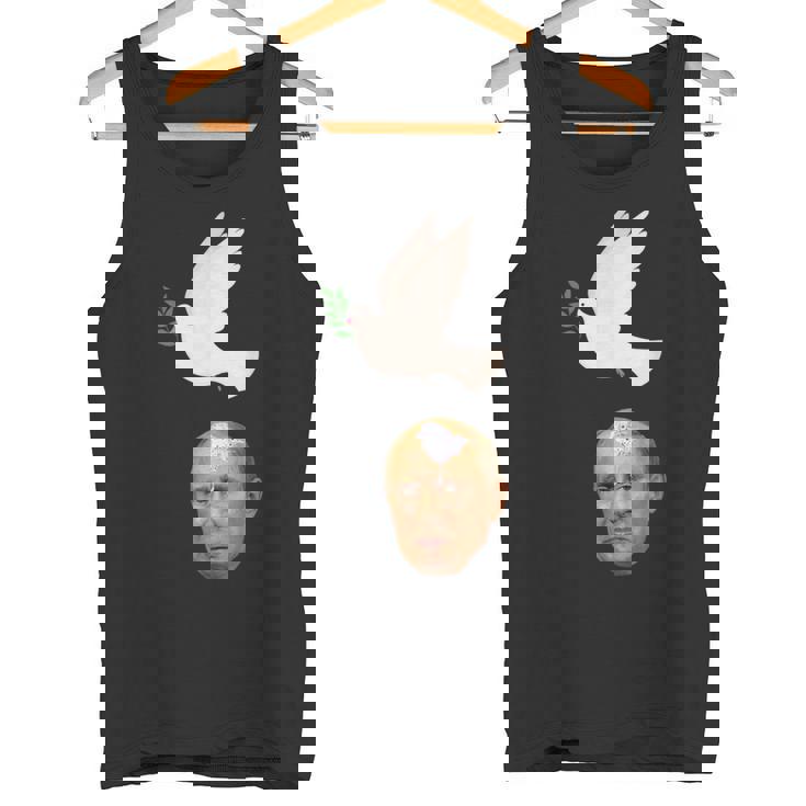 プーチンの頭に平和の鳩の糞、世界は平和を望んでいる タンクトップ