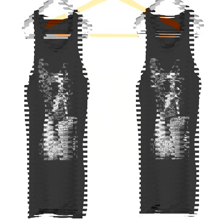 ボストンテリア ドリンク アイスコーヒー 面白い Bostie Dog Meme タンクトップ