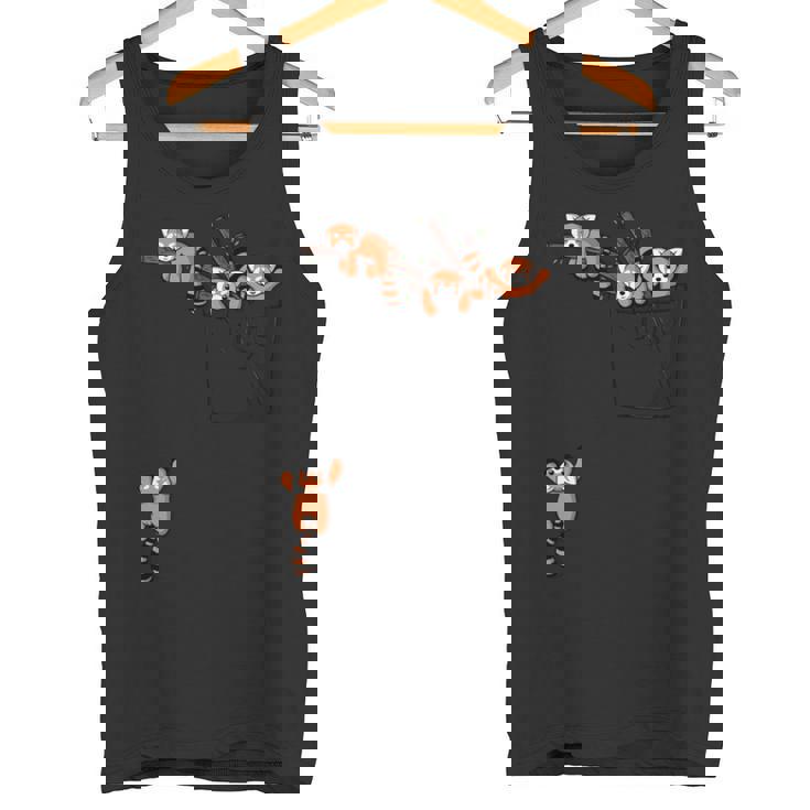 ポケットシリーズ かわいいレッサーパンダ くまの遊び 長袖tシャツ タンクトップ