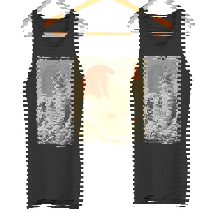 メインクーン 猫 ヴィンテージ ラーメン 和麺 タンクトップ