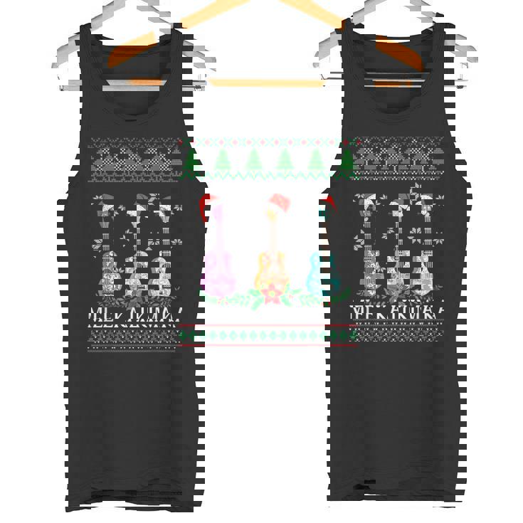 メレカリキマカハワイアンクリスマスウクレレ醜いデザインシャツ タンクトップ