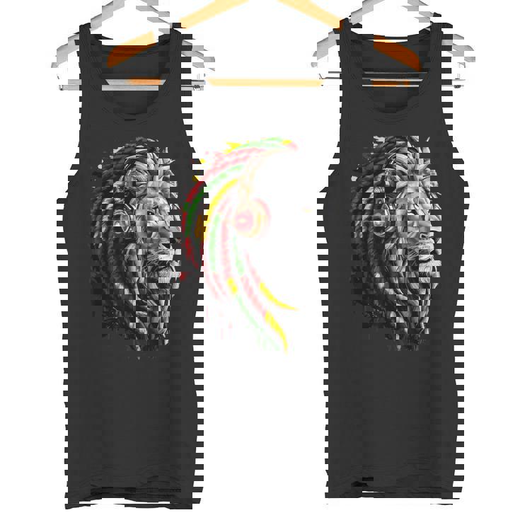 ラスタレゲエミュージックヘッドフォンジャマイカンルーツプライドライオン タンクトップ