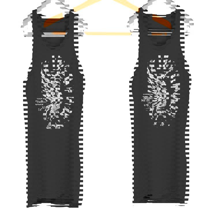 リバプール イングランド Est 1207 ラウンド ホワイト アンティーク調プリント タンクトップ