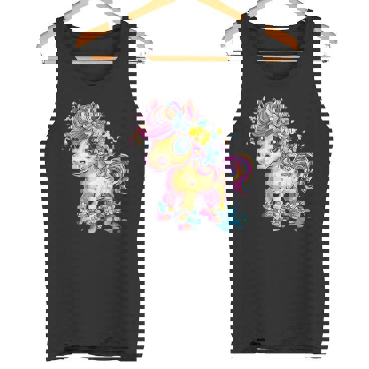 レインボーフラワーマジックのかわいいポニー。 タンクトップ