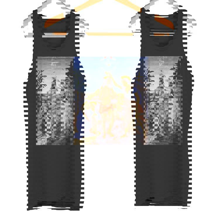 レオナルド ダヴィンチ 面白いtシャツ アート キリストの洗礼 聖書 絵画 メンズ 面白い 服 美術 ネタ タンクトップ