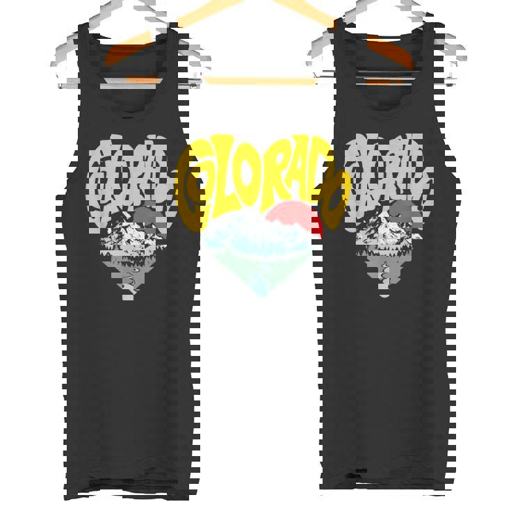 レトロ コロラド州 アウトドア 自然 恋人 ハート 山脈 グラフィック タンクトップ