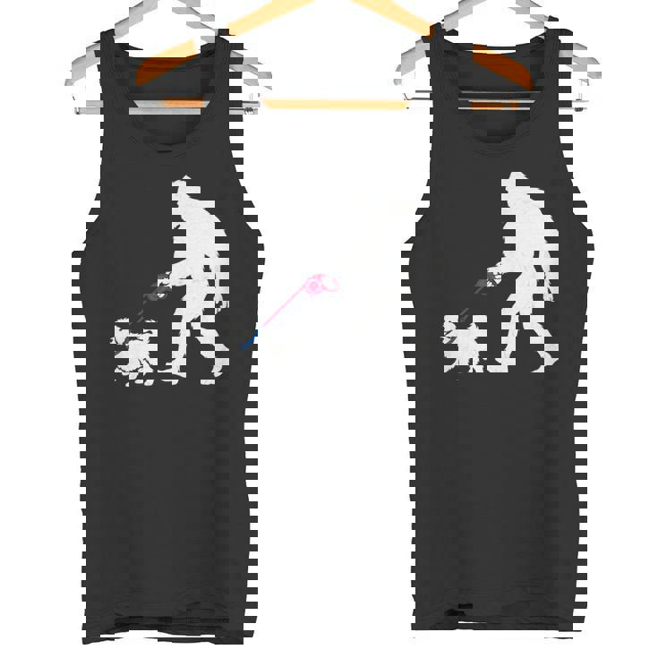 レトロ ビッグフット ウォーキング マルチーズ 犬 面白い サスカッチ 長袖tシャツ タンクトップ