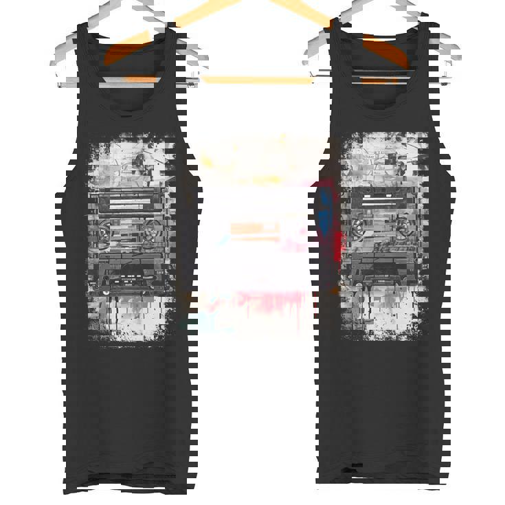 レトロスタイル オールドスクールミュージックテープ カセット ヴィンテージ ミックステープ 長袖tシャツ タンクトップ