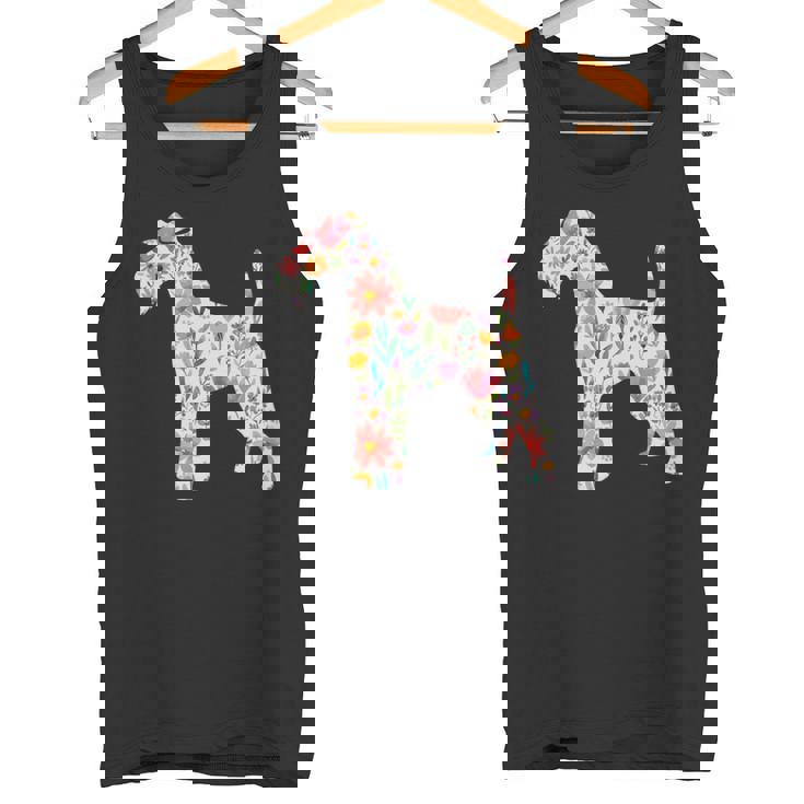 ワイヤーフォックステリア 水彩フラワーデザイン 長袖tシャツ タンクトップ