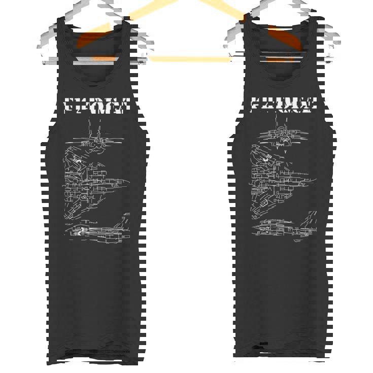 ヴィンテージ ホワイト F14 トムキャット 飛行機 スケマティック F-14 ジェット 長袖tシャツ タンクトップ