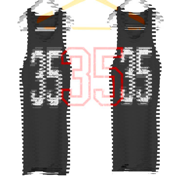 ヴィンテージナンバー 35 ホワイトレッドスポーツ代表チームナンバー 35 タンクトップ