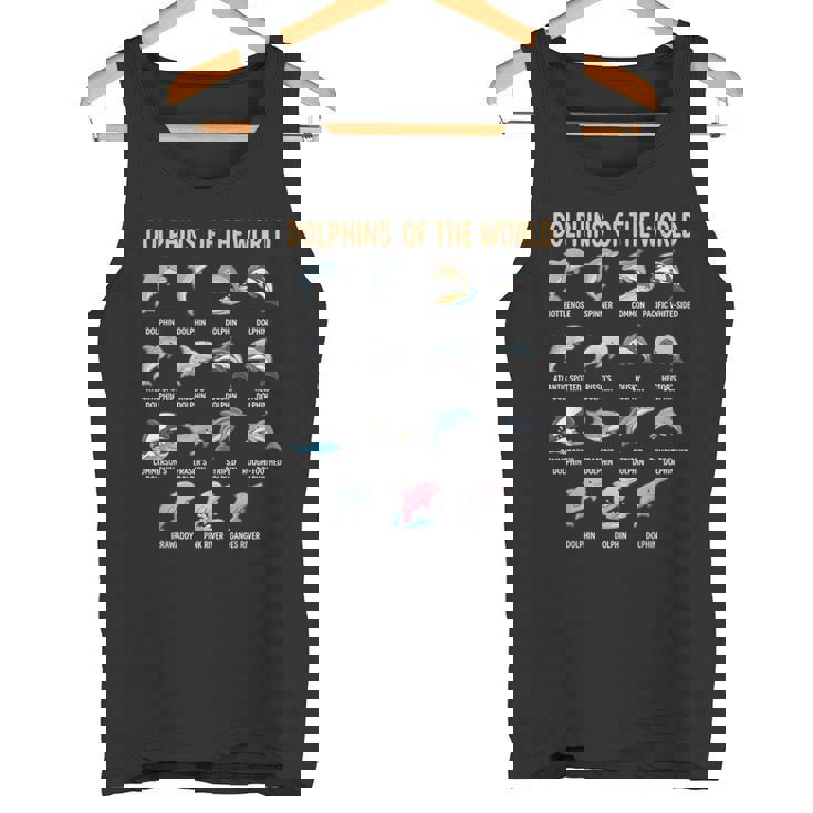 世界のイルカ 種チャート 教育 海洋生物 タンクトップ