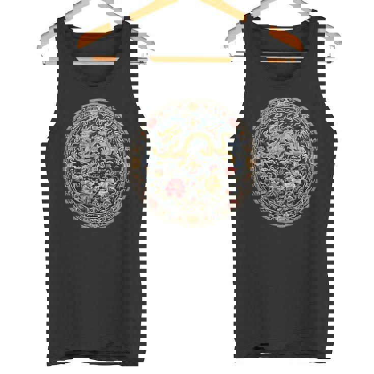 中国刺繍柄 龍 竜 ドラゴン 中国 清朝 ドラマ 牡丹 タンクトップ