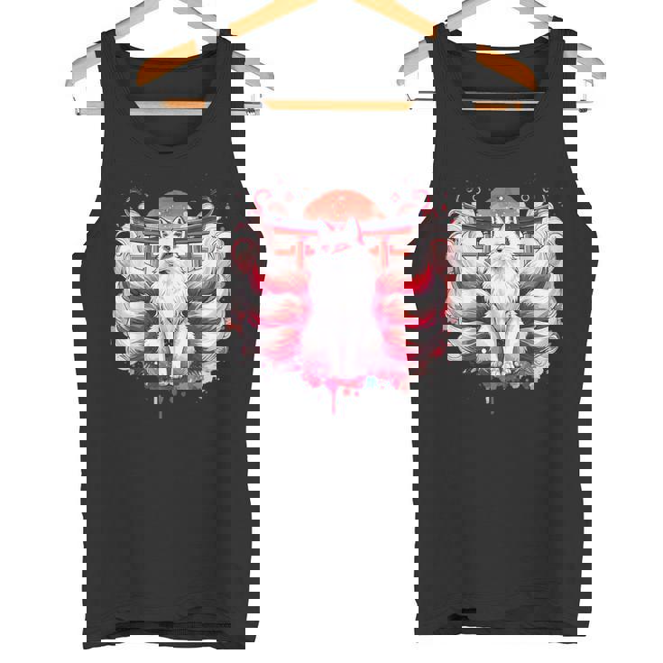 九尾狐 きつねと鳥居門 タンクトップ