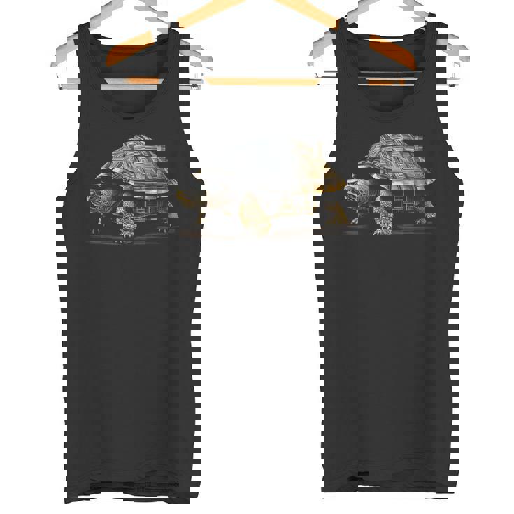 亀 抽象 家 動物 図面 アート グラフィック 亀 タンクトップ