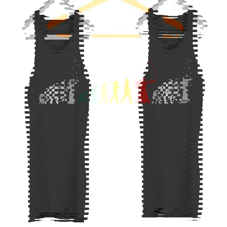 人類の進化 弓道 弓術 弓道好き 騎射 歩射 堂射 弓道部 弓道サークル 古武術 和弓 レトロ 弓 エボリューション タンクトップ