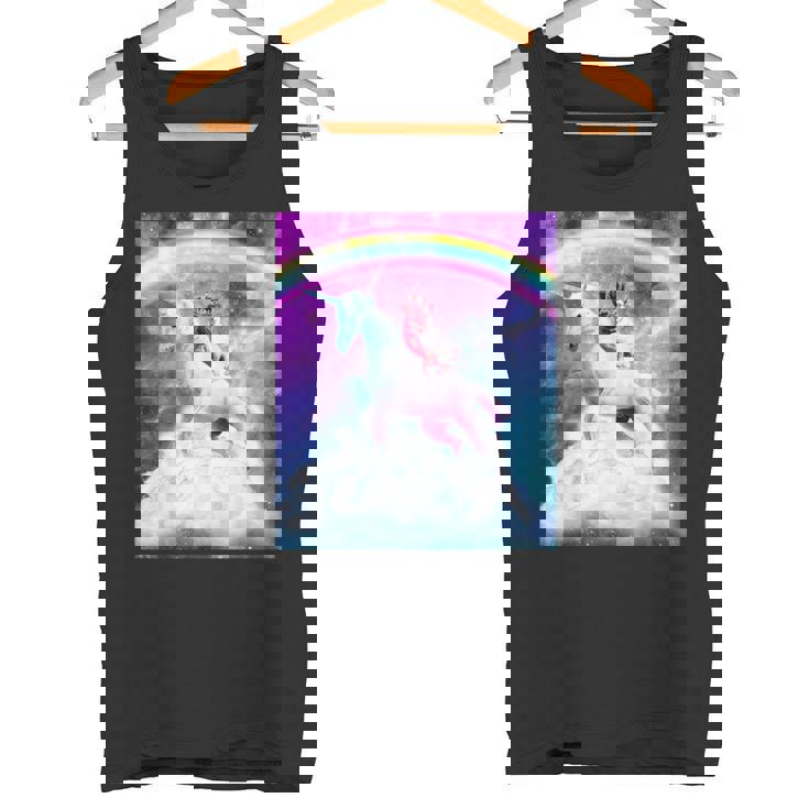 宇宙パグ 雲の上のレインボーユニコーン タンクトップ