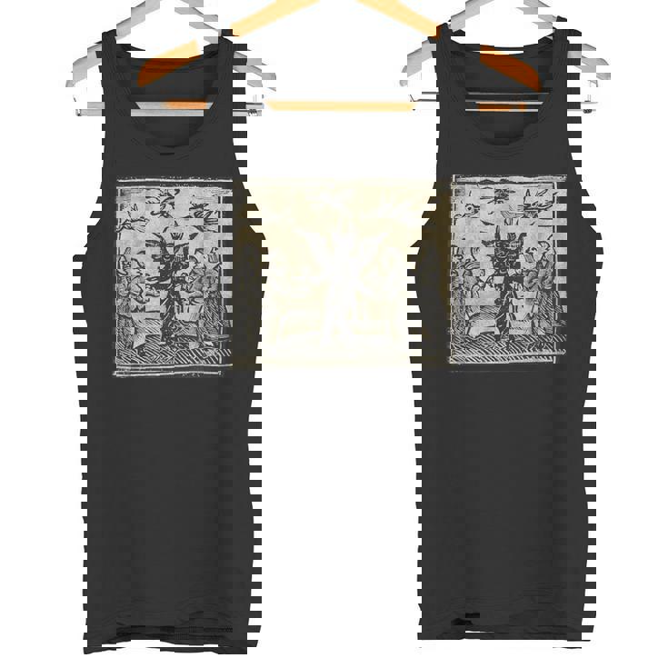 悪魔のオカルトの犠牲ゴスホラー 美的木版画 タンクトップ