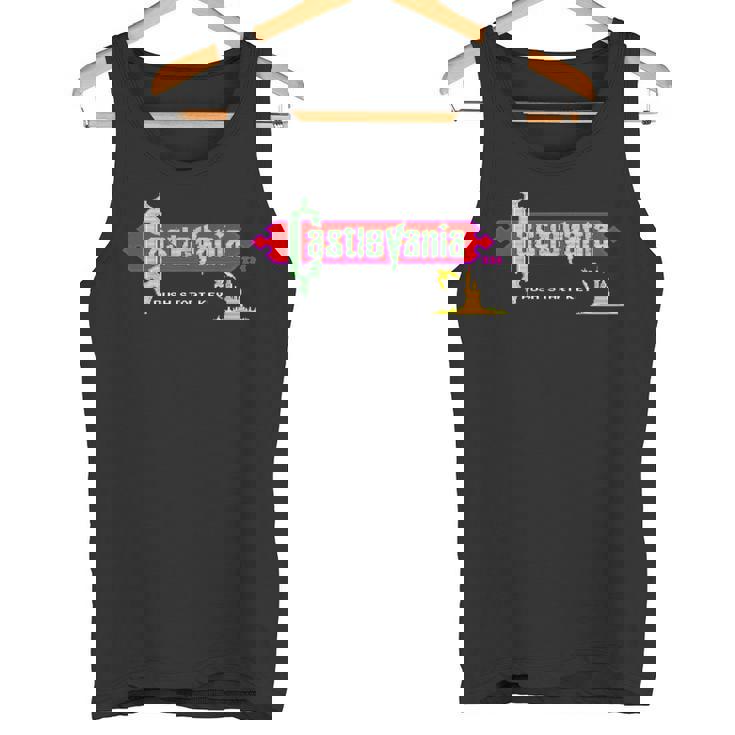 悪魔城ドラキュラ タイトル画面 レトロ ゲーム 城 壮大な冒険 タンクトップ