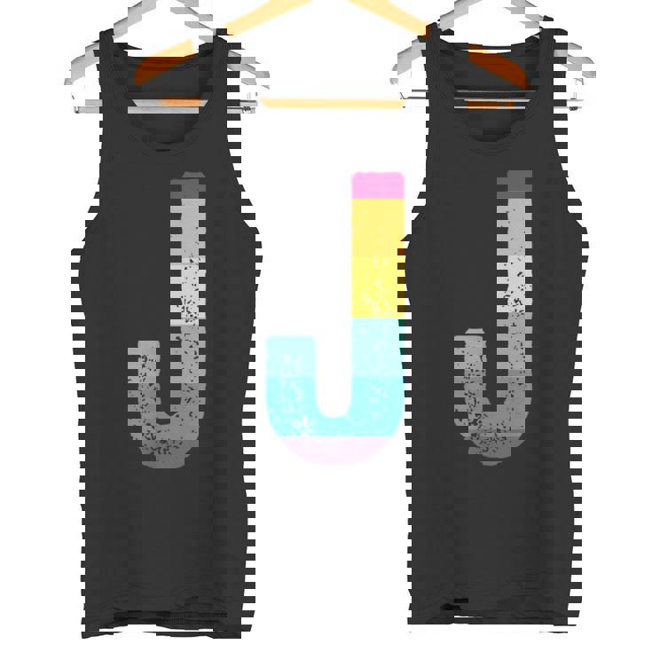 文字 J 大文字 アルファベット モノグラム イニシャル レインボー アルファベット J タンクトップ