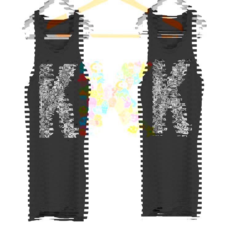 文字k Monsters アルファベットネーム イニシャル キュート モノグラム タンクトップ