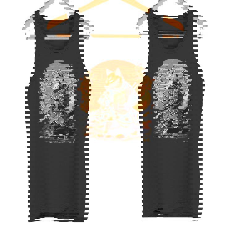 日本アート 柴犬 忍者 浮世絵 アニメ風 侍犬 タンクトップ