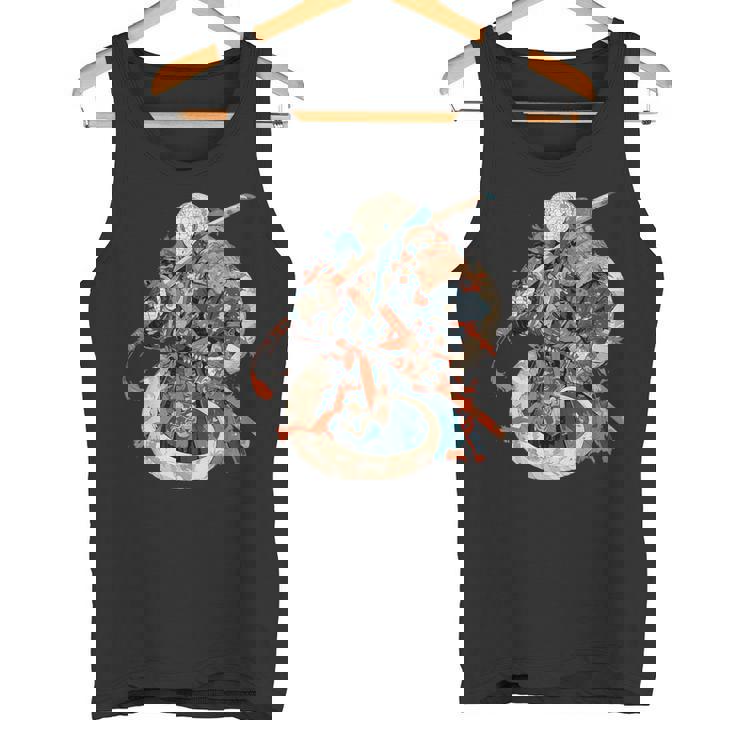 日本アート 蛇 忍者 浮世絵 アニメスタイル サムライスネーク タンクトップ