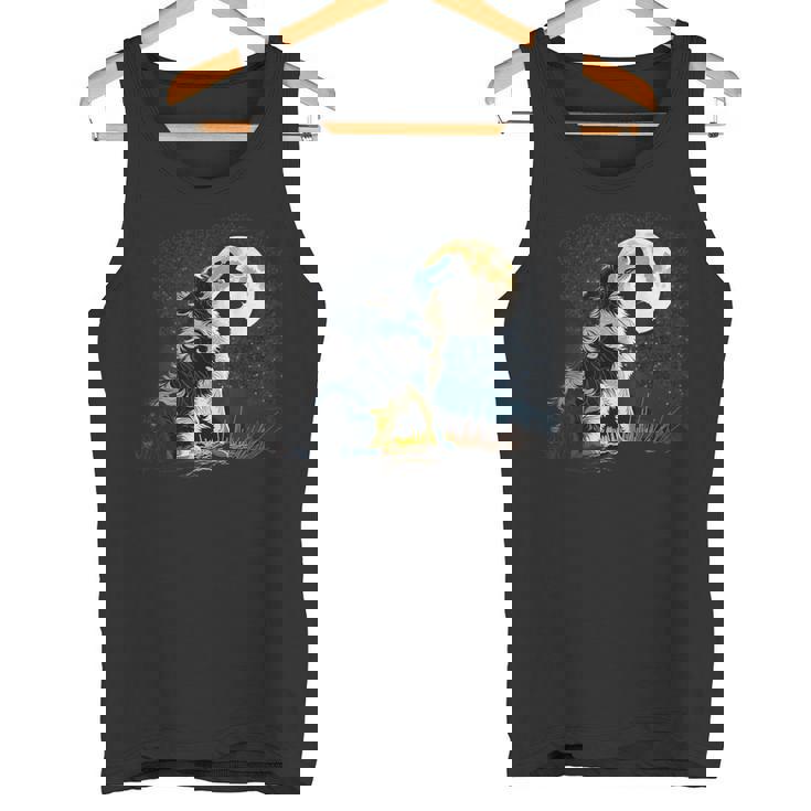 月に吠える美しいボーダーコリー犬 タンクトップ