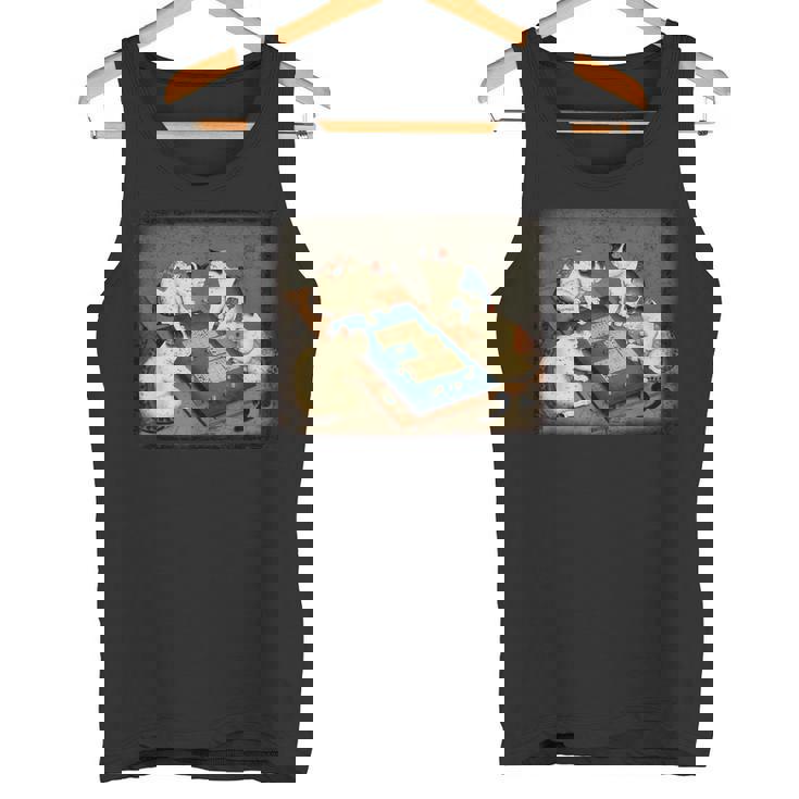 猫 遊ぶ 麻雀 面白いプレーヤー 文字付き タンクトップ