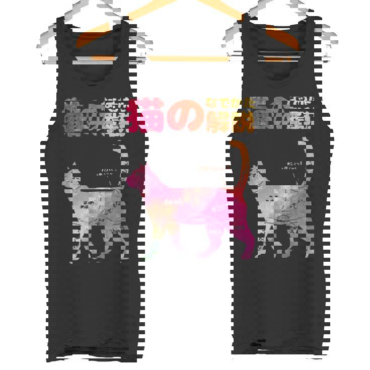 猫のなでかた解説 おもしろ 猫好き アイデア ギフト サプライズ にゃんこ 半袖 ペット プリント タンクトップ