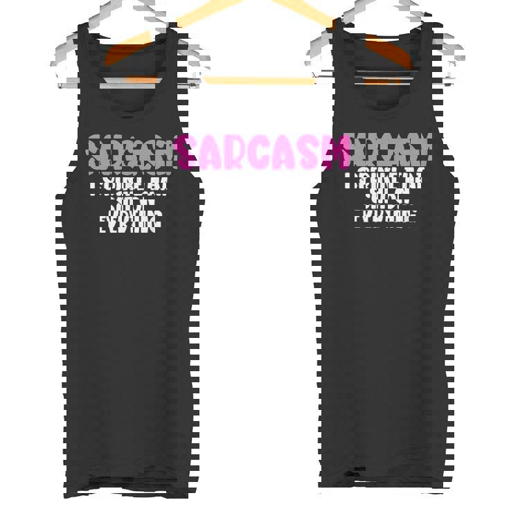 皮肉、何にでもクソをまき散らす面白いユーモア タンクトップ