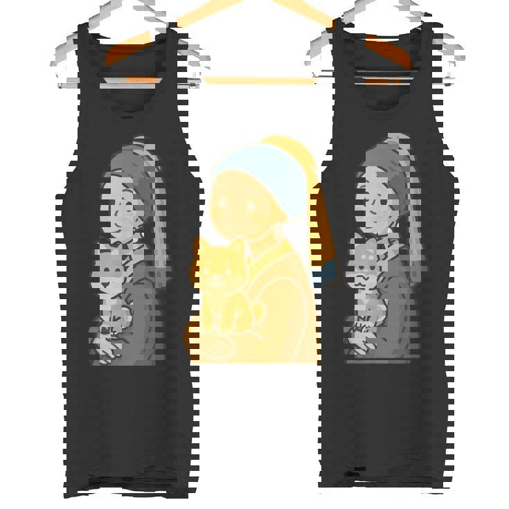 真珠の耳飾りの少女 柴犬 子柴 名画 いぬ イラスト かわいい 犬好き おもしろ 面白い タンクトップ